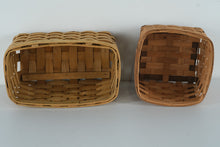 Load image into Gallery viewer, et of 2 Handwoven Rustic Rectangular Storage Baskets – Natural Wood Splint Woven Bins

