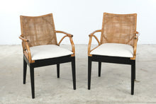 Load image into Gallery viewer, Pair of Rattan and Woven Cane Dining Armchairs with Black Frames
