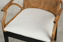 Load image into Gallery viewer, Pair of Rattan and Woven Cane Dining Armchairs with Black Frames
