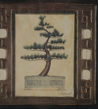 Load image into Gallery viewer, Asian Inspired Bonsai Tree Framed Art Pair 24 Inch Square Wall Decor
