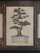 Load image into Gallery viewer, Asian Inspired Bonsai Tree Framed Art Pair 24 Inch Square Wall Decor
