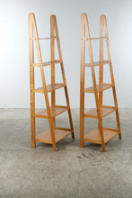 Load image into Gallery viewer, Pair of Modern Wood Ladder Bookshelves with Five-Tier Open Shelving

