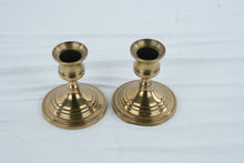 Load image into Gallery viewer, Pair Solid Brass Taper Candle Holders Classic Turned Candlesticks 3 Inch
