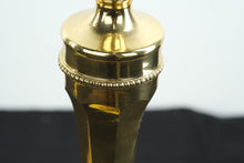 Load image into Gallery viewer, Pair of Tall Brass Candlesticks with Swirled Tapered Candles
