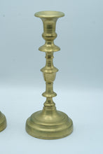 Load image into Gallery viewer, Antique Brass Candlesticks Pair Tall Baluster Turned Victorian Style
