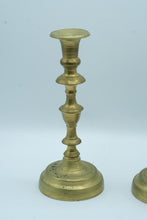 Load image into Gallery viewer, Antique Brass Candlesticks Pair Tall Baluster Turned Victorian Style
