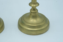 Load image into Gallery viewer, Antique Brass Candlesticks Pair Tall Baluster Turned Victorian Style
