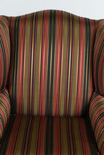 Load image into Gallery viewer, Pair of Broadmoor Wingback Chairs – Bold Striped Upholstery, Classic Carved Legs, Accent Pillows
