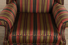 Load image into Gallery viewer, Pair of Broadmoor Wingback Chairs – Bold Striped Upholstery, Classic Carved Legs, Accent Pillows
