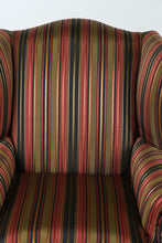 Load image into Gallery viewer, Pair of Broadmoor Wingback Chairs – Bold Striped Upholstery, Classic Carved Legs, Accent Pillows
