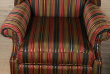Load image into Gallery viewer, Pair of Broadmoor Wingback Chairs – Bold Striped Upholstery, Classic Carved Legs, Accent Pillows
