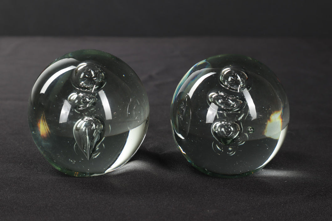 Pair of Bubbled Glass Paperweights