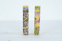 Load image into Gallery viewer, Pair of Hand Painted Ceramic Square Bud Vases Floral Designs 9 Inch
