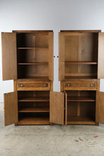 Load image into Gallery viewer, Pair of Tall Wood Storage Cabinets with Drawers and Adjustable Shelves
