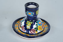 Load image into Gallery viewer, Hand Painted Mexican Talavera Style Candle Holders Pair Hecho a Mano Folk Art Pottery
