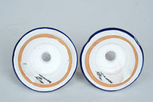 Load image into Gallery viewer, Hand Painted Mexican Talavera Style Candle Holders Pair Hecho a Mano Folk Art Pottery
