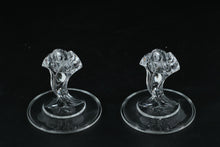 Load image into Gallery viewer, Art Glass Floral Twist Candle Holders – Clear Sculpted Pair, 3.5"
