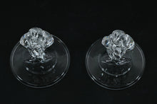 Load image into Gallery viewer, Art Glass Floral Twist Candle Holders – Clear Sculpted Pair, 3.5"
