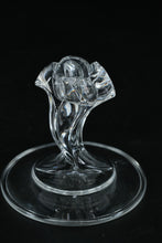 Load image into Gallery viewer, Art Glass Floral Twist Candle Holders – Clear Sculpted Pair, 3.5"
