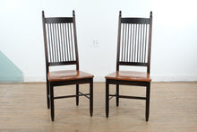 Load image into Gallery viewer, French Country Spindle Back Dining Chairs Set of 2 Black Wood Cherry Seats
