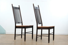 Load image into Gallery viewer, French Country Spindle Back Dining Chairs Set of 2 Black Wood Cherry Seats
