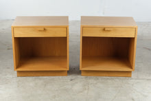 Load image into Gallery viewer, Pair of Charles Webb Solid Oak Modern Nightstands with Drawer and Open Shelf
