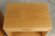Load image into Gallery viewer, Pair of Charles Webb Solid Oak Modern Nightstands with Drawer and Open Shelf
