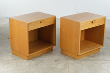 Load image into Gallery viewer, Pair of Charles Webb Solid Oak Modern Nightstands with Drawer and Open Shelf
