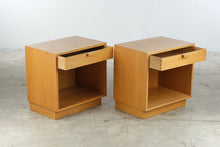 Load image into Gallery viewer, Pair of Charles Webb Solid Oak Modern Nightstands with Drawer and Open Shelf

