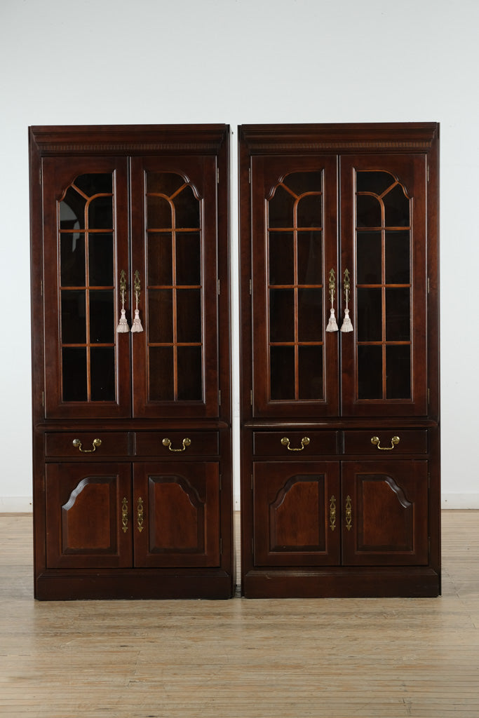 Pair of Cherry Library / Display Cabinets - Hooker Furniture