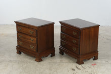 Load image into Gallery viewer, Pair of Traditional Cherry Three-Drawer Nightstands with Brass Hardware
