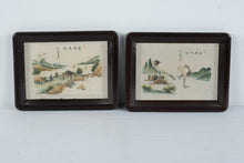 Load image into Gallery viewer, Vintage Chinese Shell Art Landscape Crane Birds Framed Pictures Set of 2
