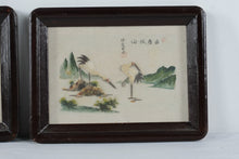 Load image into Gallery viewer, Vintage Chinese Shell Art Landscape Crane Birds Framed Pictures Set of 2
