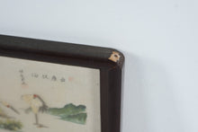 Load image into Gallery viewer, Vintage Chinese Shell Art Landscape Crane Birds Framed Pictures Set of 2
