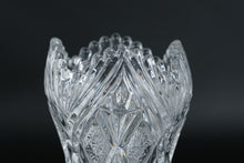 Load image into Gallery viewer, Set of Two Cut Crystal Vases with Scalloped Rim and Starburst Panels
