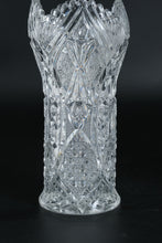 Load image into Gallery viewer, Set of Two Cut Crystal Vases with Scalloped Rim and Starburst Panels
