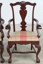 Load image into Gallery viewer, Pair of Chippendale Style Mahogany Armchairs with Plaid Upholstery
