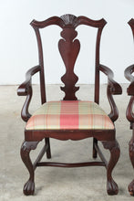 Load image into Gallery viewer, Pair of Chippendale Style Mahogany Armchairs with Plaid Upholstery
