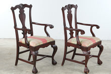 Load image into Gallery viewer, Pair of Chippendale Style Mahogany Armchairs with Plaid Upholstery
