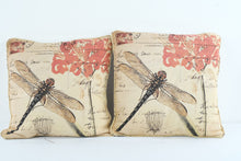 Load image into Gallery viewer, Set of 2 Dragonfly Botanical Decorative Throw Pillows 16 Inch Floral Accent Cushions
