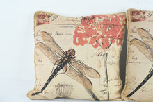 Load image into Gallery viewer, Set of 2 Dragonfly Botanical Decorative Throw Pillows 16 Inch Floral Accent Cushions
