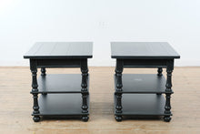 Load image into Gallery viewer, Flexsteel Charcoal Gray Wood End Tables Pair Three Tier Side Tables with Turned Legs
