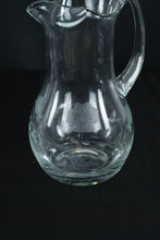 Load image into Gallery viewer, Set of 2 Etched Glass Water Pitchers – Vintage Floral Design – 9.5" Tall Clear Glass Jugs

