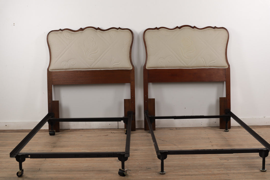 Pair of French Upholstered Twin Size Beds