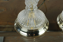 Load image into Gallery viewer, Pair of Vintage Cut Crystal Table Lamps – Elegant Pleated Shades, Polished Brass Bases
