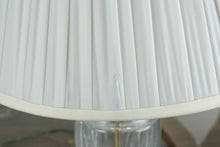 Load image into Gallery viewer, Pair of Vintage Cut Crystal Table Lamps – Elegant Pleated Shades, Polished Brass Bases
