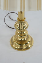 Load image into Gallery viewer, Pair of Polished Brass Table Lamps with Pleated Ivory Shades – 23.5&quot; Tall
