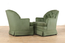 Load image into Gallery viewer, Pair of Green Velvet Club Chairs - Woodmark
