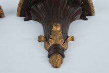 Load image into Gallery viewer, Pair Decorative Wall Shelves Faux Wood Gold Florentine Style 15 Inch
