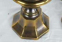 Load image into Gallery viewer, Pair Oversized Brass Table Lamps Hollywood Regency Traditional Statement Decor

